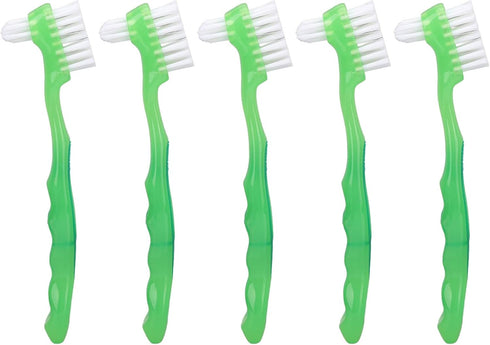Brushes Double Bristle Head Pr, 5pcs Denture Brush Set BrushesDenture Care 5pcs Denture Brush Set (Green)...