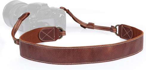 MegaGear MG1515 Sierra Series Genuine Leather Camera Shoulder or Neck Strap - Brown Compact...