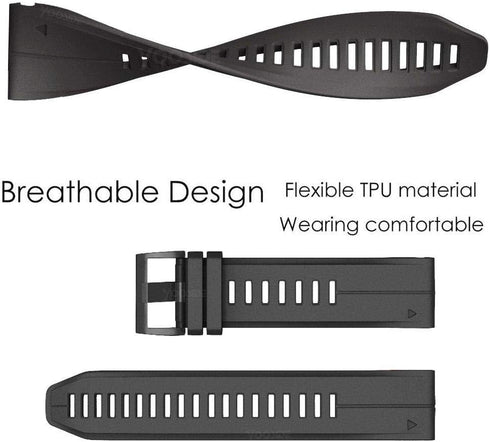 Fenix 5X Plus Silicone Watch Band,YOOSIDE 26mm Quick Fit Silicone Sport Waterproof Replacement Watch Band Strap Garmin Fenix 5X/5X Plus /D2 Charli...