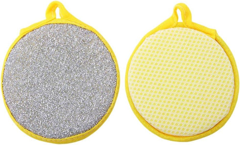 1pcs Durable Scrub Scouring Sponge Microfiber Scouring Scrubber Round Dish Washing Sponge Scrubber for Cleaning Dishes Pots,Random Color...