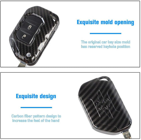 CheroCar for JL JT Jeep Key Fob Cover Skin Case Protection for Jeep Wrangler JL JLU 2018-2020, for Jeep Gladiator 2020, Key Replacement Accessorie...