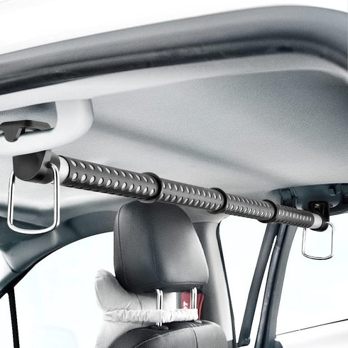 Car Clothes Hanger Bar, Adjustable Telescoping Bar Vehicle Clothing Rack with 3 sections of Non-Slip Grips Dividers for Travel, Expandable 33" to ...