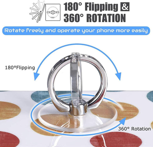 Transparent Phone Ring Holder Grip - EI Sonador Clear Cell Phone Ring Stand Holder Finger Grip Kickstand 360° Rotation, Compatible with Most of Ph...