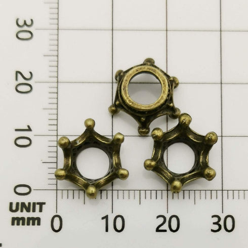 iloveDIYbeads 60pcs Mixed Antique Silver Bronze Gold 3D King Crown Loose Spacer Bead,Craft Supplies Crown Charms for Jewelry Making Accessory Find...
