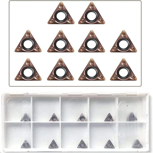 10PC Turning Carbide Indexable Inserts for mini Pneumatic Chamfering Machine, Tungsten Steel Replaceable Blade Lather Turning Tool Bit, Metal Cutt...
