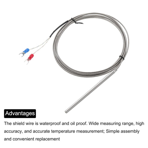 MECCANIXITY K Type Thermocouple Temperature Sensor Probe 5x100mm 6.6ft Wire 0 to 600°C(32 to 1112°F) Stainless Steel...