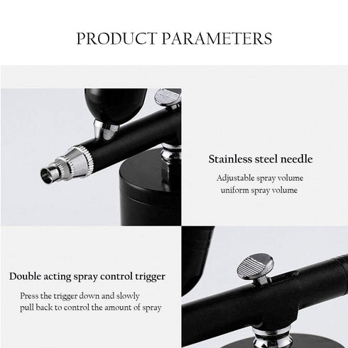 Airbrush Makeup Gun 0.3mm Needles Air Spray Pen for Beauty Cosmetic Skin Care Tattoos Manicure Body Painting - Black...
