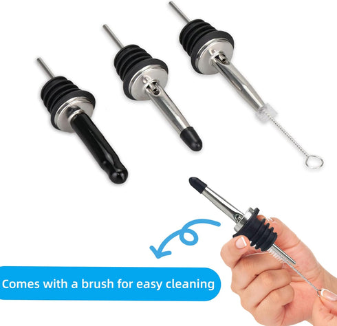 Liquor Pour Spouts with Dust Caps - Speed Pourer Nozzles for Alcohol & Liquor Bottles | Pro Bar & Home Use Bartender Accessories with Leak-Proof &...