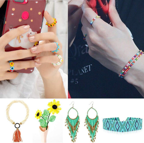 EuTengHao 13200Pcs Glass Seed Beads Small Craft Beads Small Beads for DIY Bracelet Necklaces Crafting Jewelry Making Supplies with Two 0.6mm Clear...