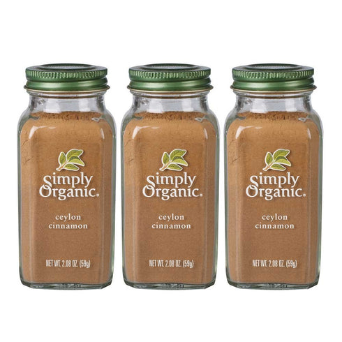 Simply Organic Ceylon Ground Cinnamon, 2.08 Ounce 3 Pack, Non-GMO Organic Cinnamon Powder, Vegan...