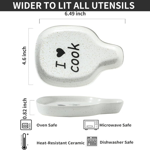 Spoon Rest for Stove Top, Ceramic Cooking Spoon Holder Rest for Kitchen Counter, Spoon Holder for Stove, Heat-Resistant Cooking Utensil Rest, Mode...