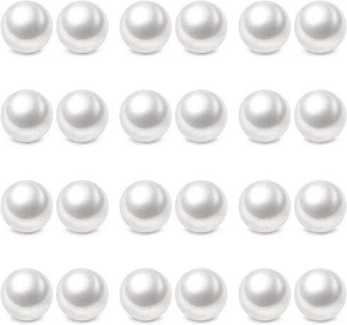 Charisma 8mm Composite Pearl Earrings Round Ball Pearls Stud Earrings Hypoallergenic 12 Pairs Imitation Pearl Earrings Set for Women...