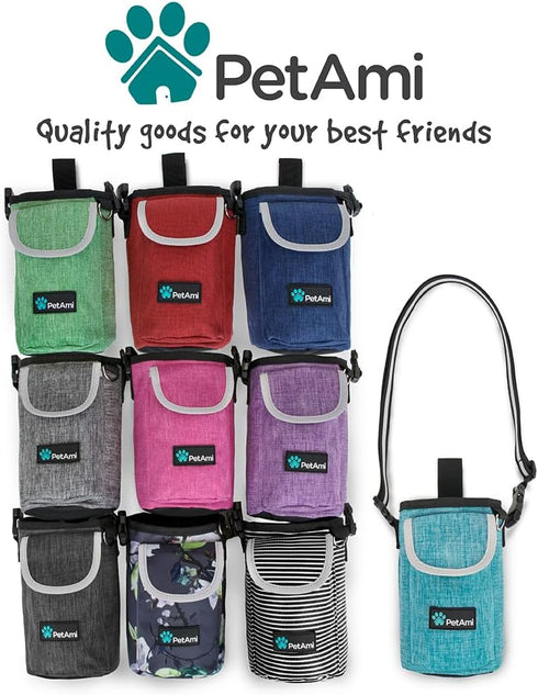 PetAmi Dog Treat Pouch, Large Pet Training Treat Pouch with Pocket, Dog Trainer Essentials Supply Holder with Poop Bag Dispenser, Training Bag for...