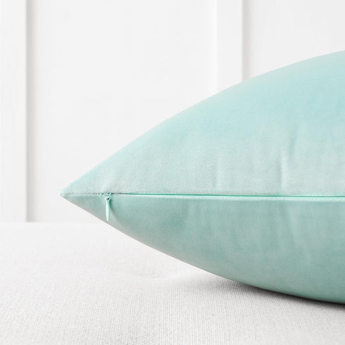 Mixhug Set of 2 Cozy Velvet Square Decorative Throw Pillow Covers for Couch and Bed, Turquoise, 18 x 18 Inches...