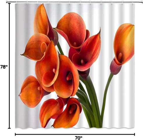 Orange Flower Shower Curtain Burnt Orange Calla Lily Floral Beautiful Romantic Love Spring Creative Plant Decorative Polyester Fabric Machine Wash...