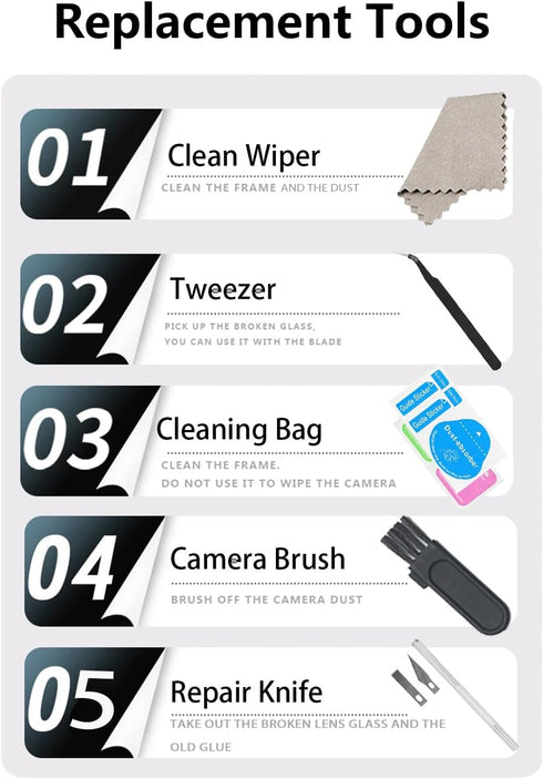Camera Lens Replacement for iPhone 12pro max, GVKVGIH Back Camera Len Glass Replacement with Double-Sided Adhesive & Repair Tool Kit (for iPhone 1...
