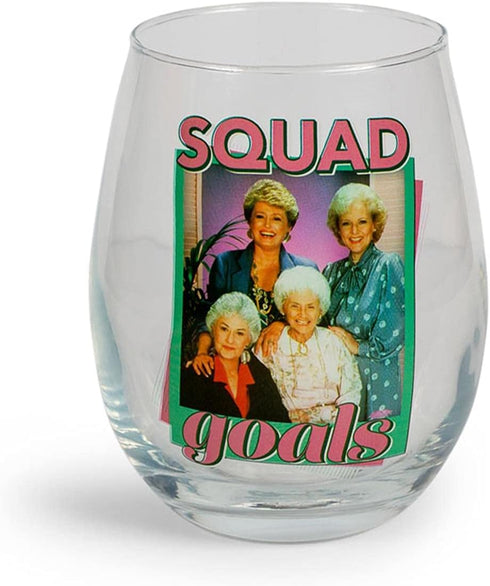 Silver Buffalo The Golden Girls Squad Goals Stemless Wine Glass | Official TV Show Collectible Drinkware | Novelty Kitchen Gifts, Cocktail Glass F...
