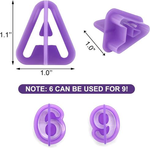 40pcs Alphabet Cookie Cutters Set Purple Plastic Letter Cake Decorating Fondant Number Cutters Mould Tools Fondant Letter and Number Stamps for Su...