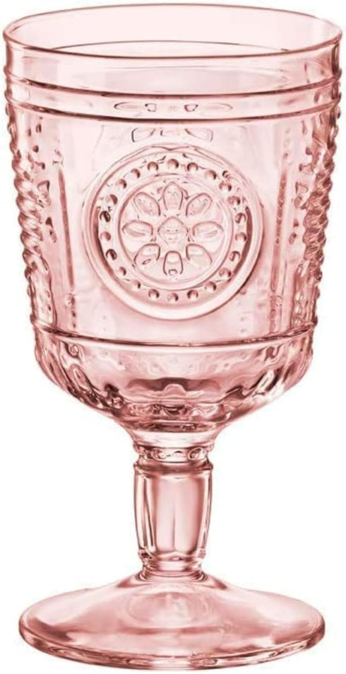 Bormioli Rocco Romantic Set Of 4 Stemware Glasses, 10.75 Oz. Colored Crystal Glass, Cotton Candy Pink, Made In Italy....