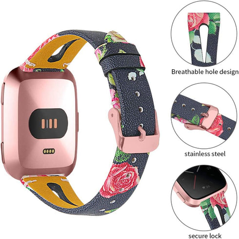 JOYOZY Genuine Leather Bands Compatible Fitbit Versa /Versa2 &New Fitbit Versa Lite Smartwatch,Fitbit Versa Wristband Replacement Accessories Fitn...