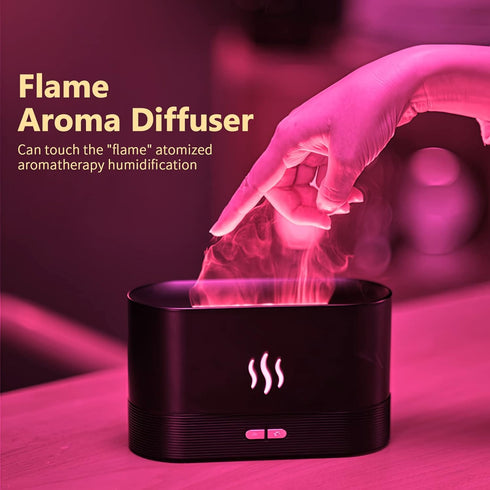 Flame Air Aroma Diffuser Humidifier, 2023 Upgraded Essential Oil Diffuser, Cool Mist Humidifiers with 7 Color Flame, Noiseless with Auto-Off Prote...