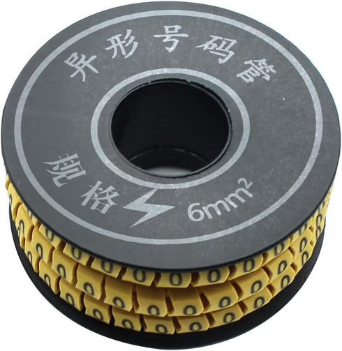 10 Rolls of 0-9 Number Tube,Yellow Flexible PVC Concave Cable Wire Markers Label Tag (6mm2)...