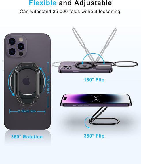 ?2024 Upgraded? Mag Safe Phone Ring Holder, SUPERONE Adjustable Magnetic Kickstand & Removable Phone Grip Compatible with Wireless Charging Only f...