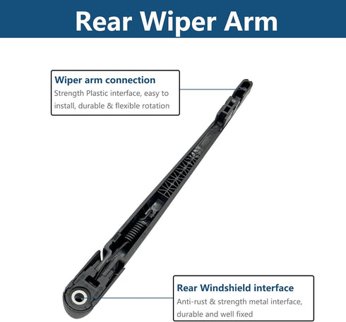 Rear Windshield Wiper Arm with Wiper Blade for Honda CR-V CRV 2007-2011/Acura MDX 2007-2020/ Nissan MURANO 2004-2007 Back Wiper Arm Blade Replacem...