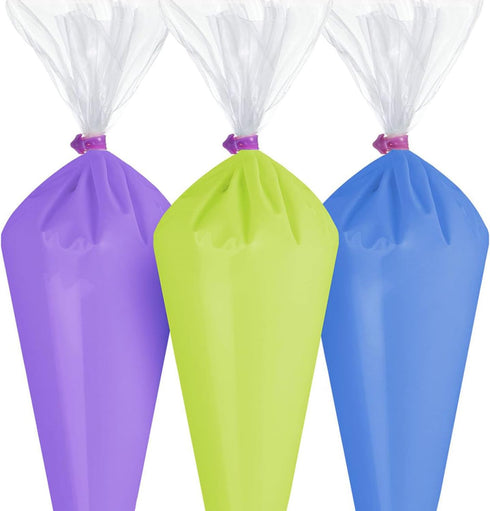 30-Piece Set Plant Twist Ties for Icing Bag and Silicone Decoration Bag - Cake Decorating Supplies for Cookies and Pastry (10 Light Purple, 10 Blu...