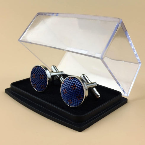 S&W SHLAX&WING Blue with Dots Business for Suit Jacket Matching Cufflinks...