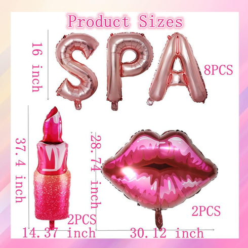 32 Pcs Spa Party Decorations Balloons Spa Theme Birthday Party Supplies Lipstick Cosmetics Balloons for Girls Spa Day Makeup Party (pink)...