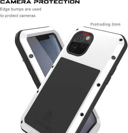 Bpowe for iPhone 11 Case,Super Shockproof Silicone Aluminum Metal Gorilla Glass Armor Tank Heavy Duty Sturdy Protector Cover Hard Case for iPhone ...