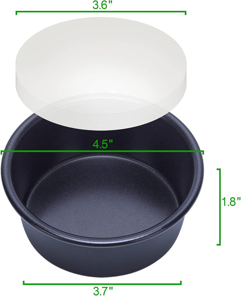4 Inch Cake Pan Set of 5, Nonstick Cheesecake Round Cake Pans with 100 Pieces Parchment Paper, Mini Cake Tins for Baking, Non-Toxic & Leakproof Ci...