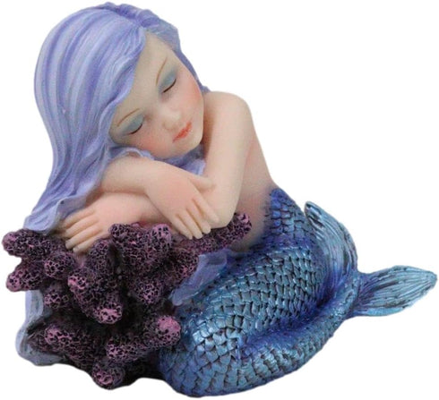 Ebros Under The Sea Blue Child Mermaid Sleeping On Coral Statue Enchansia Mergirl Decorative Figurine...