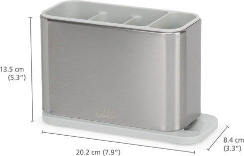 Joseph Joseph Surface Kitchen Sink Cutlery drainer, Utensil cutlery and kitchen gadgets holder with draining base, kitchen storage, Stainless Stee...