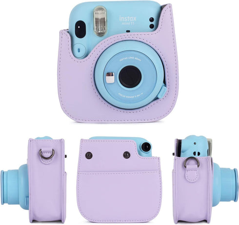 Phetium Instant Camera Case Compatible with Instax Mini 11/12,PU Leather Bag with Pocket and Adjustable Shoulder Strap (Lilac Purple)...