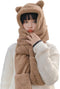 3 in 1 Womens Cute Winter Thick Warm Long Hooded Scarf with Mittens Soft Plush Hood Hat Scarf Animal Hat Scarf Mitten White...