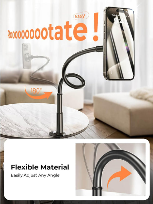 LISEN for Gooseneck Phone Holder for Bed Magsafe Stand,Flexible for iPhone Holder for Desk Magnetic Adjustable Cell Phone Stand Holder for Recordi...