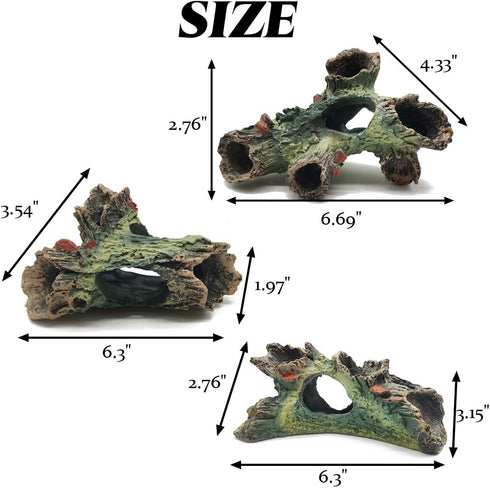 TIHOOD 3PCS Decaying Trunk Aquarium, Betta Fish Ornament, Freshwater Ornament - Resin Aquarium Decoration Log, Fish Tank Wood with Holes and Aquar...