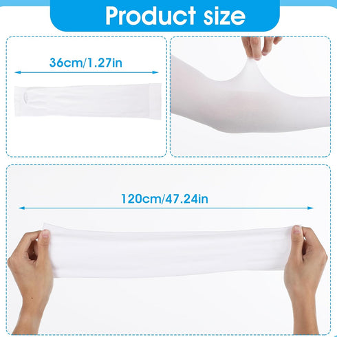 4 Pairs Uv Protection Sleeves for Men Women, White Sun Protection Cooling Arm Sleeves for Women, Uv Blocking Arm Sleeves Golf Sleeves for Summer O...