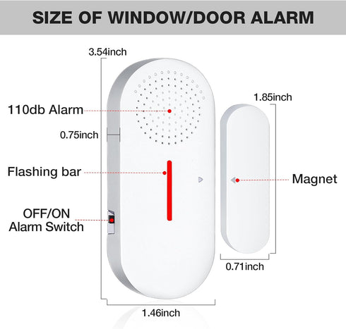 Door Window Alarm, 110DB Door Alarms for Kids Safety, Wireless Sensor Door Window Burglar Alarm-Window Pool Alarms for Home (4 Pack)...