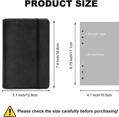 A6 Refillable 6 Ring Faux Leather Budget Binder,Mini Notebook Binder Cover for A6 Filler Paper,Loose Leaf Personal Planner Binder Cover with Magne...