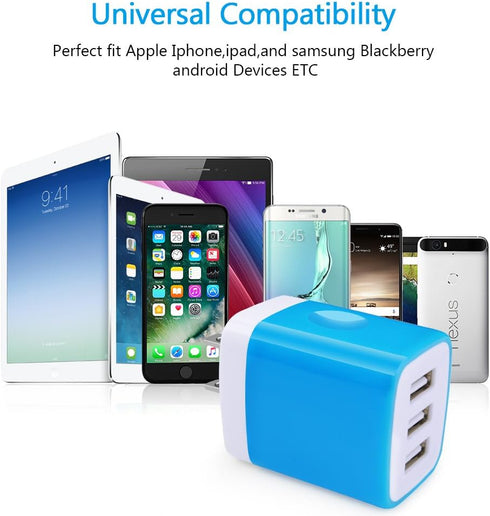 USB Charger Plug, HOOTEK 2Pack 3.1A 3-Multi Port USB Wall Charge Brick Adapter Charging Block Cube Box for iPhone 16e/16/15/14/13 Pro Max/12/XS/X ...