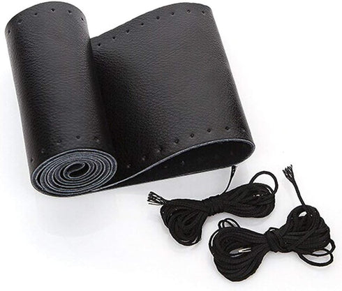 Leather Steering Wheel Cover Lace Up, Stitch On Wrap, Universal Fit 13-20 inch Car Truck SUV Pickup Boat, A Whole Piece of Cowhide, DIY Stitch w/N...