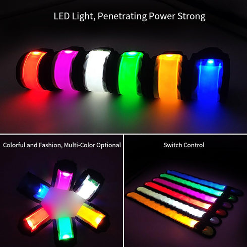 Pack of 6 LED Light Up Band Slap Bracelets Night Safety Wrist Band for Cycling Walking Running Concert Camping Outdoor Sports...