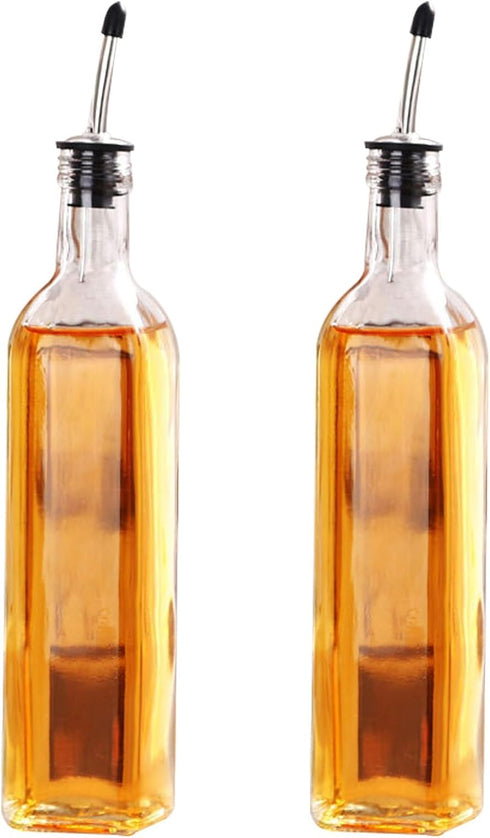DLD16oz Glass Olive Oil Bottle Dispenser - Oil and Vinegar Cruet with Pourers and Funnel - Olive Oil Carafe Decanter for Kitchen- 473ml...