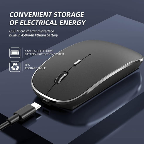 Wireless Mouse Chargeable Portable Silent Wireless Mouse USB and Type-C Dual Mode Wireless Mouse 3 adjustable DPI for Laptop, Mac, MacBook, Androi...