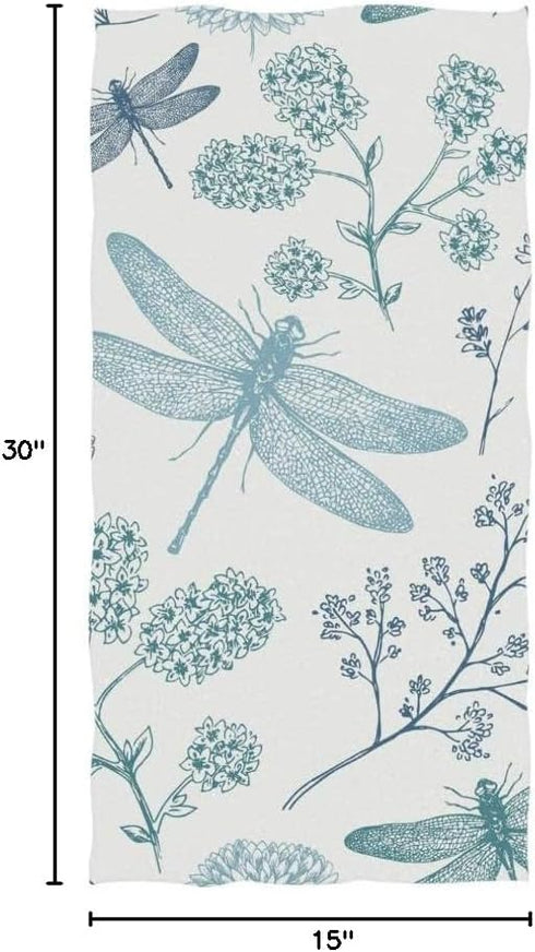 Blue Dragonfly Hand Towel Ultra Soft Luxury Towels for Bathroom 30"x15"...