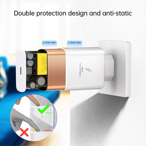 45W Europe Super Fast Charger European Travel Plug Adapter for Samsung Galaxy S24 S23 S22 S21 Ultra Plus iPhone MacBook iPad EU International Powe...