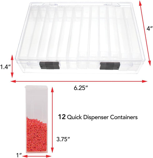 The Beadsmith Personality Case - Clear Storage Organizing System 6.25 x 4 x 1.4 inches - Includes 12 flip top Boxes 1 x 3.75 inches each, for orga...